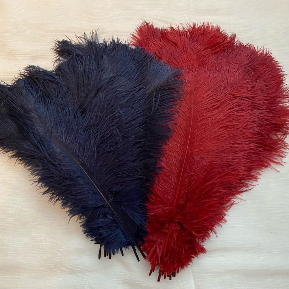 10 pieces | Navy Blue & Burgundy Feathers Wedding Party for Centerpieces New